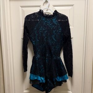 Weismann Black and Teal Lace Long Sleeve Dress